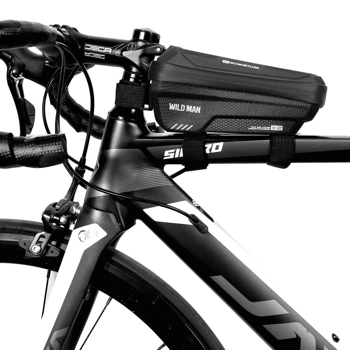 Kép 14/15 - WILDMAN kerékpár táska X2, 1L, több funkciós, vízálló, középső vázra szerelhető, érintő kijelző, max. 6.7 inch, fekete