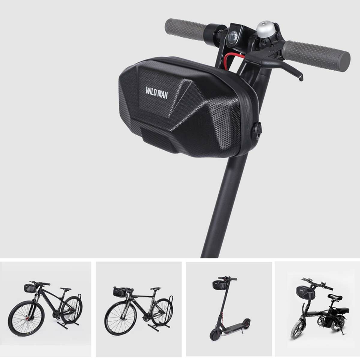 Kép 5/10 - WILDMAN Kerékpár táska X9, 3.5L, több funkciós, vízálló, kormányra szerelhető, fekete