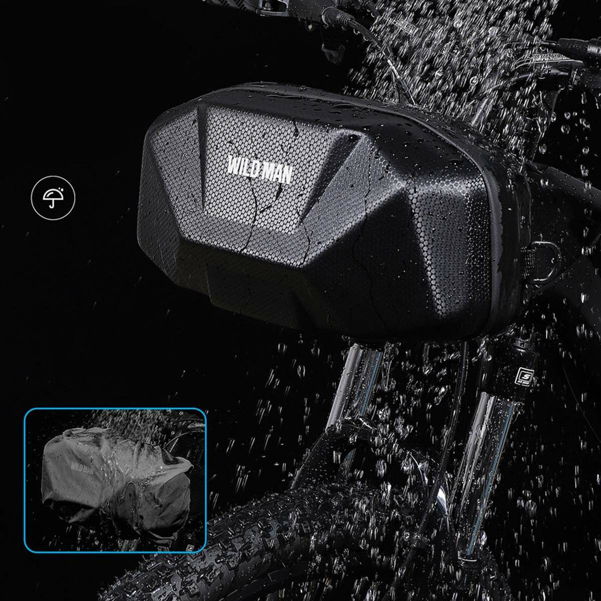 Kép 7/10 - WILDMAN Kerékpár táska X9, 3.5L, több funkciós, vízálló, kormányra szerelhető, fekete