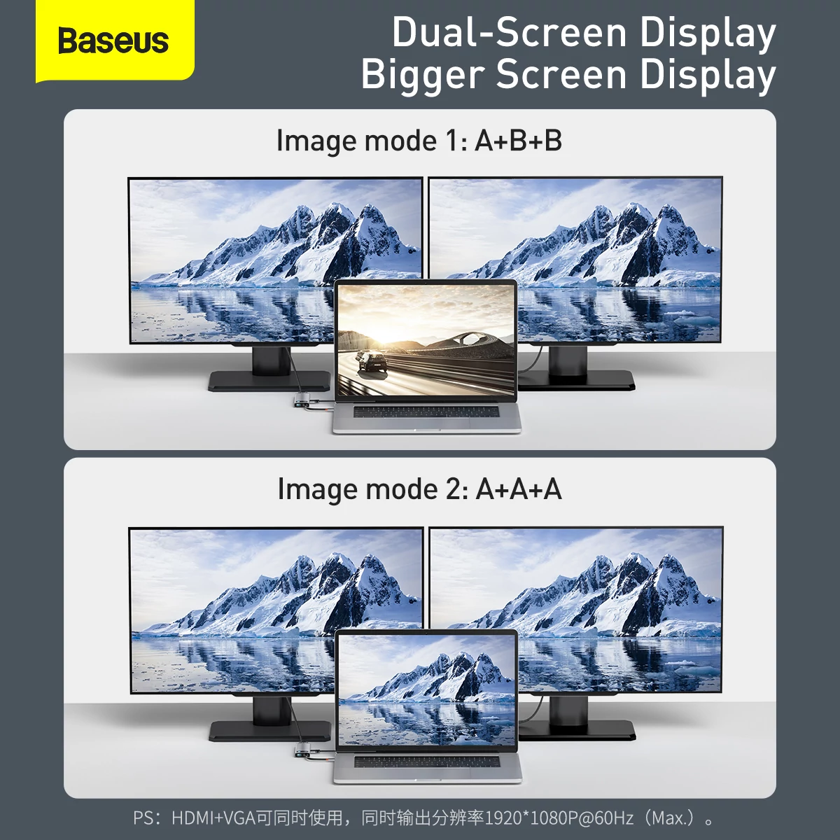 Kép 13/16 - Baseus HUB Metal Gleam Series 9-in-1 Multifunkciós (Type-C to 3x USB3.2/PD 100W/VGA Full HD 60Hz/HDM