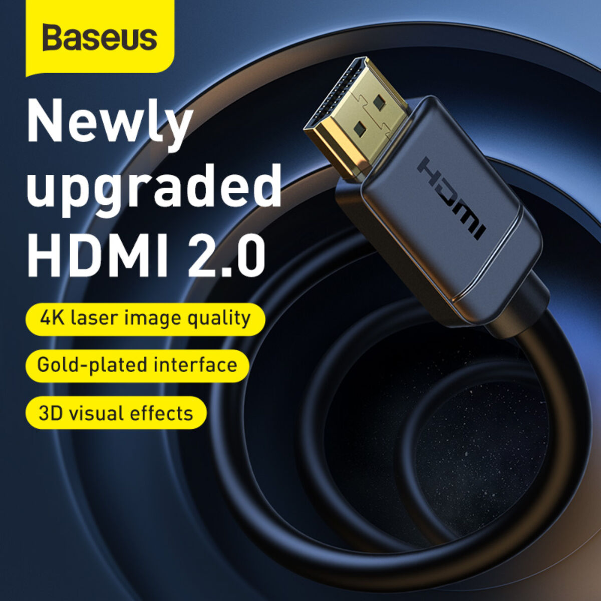 Kép 10/18 - Baseus Videó kábel, High definition sorozat HDMI - 4K HDMI 1m, fekete (CAKGQ-A01)