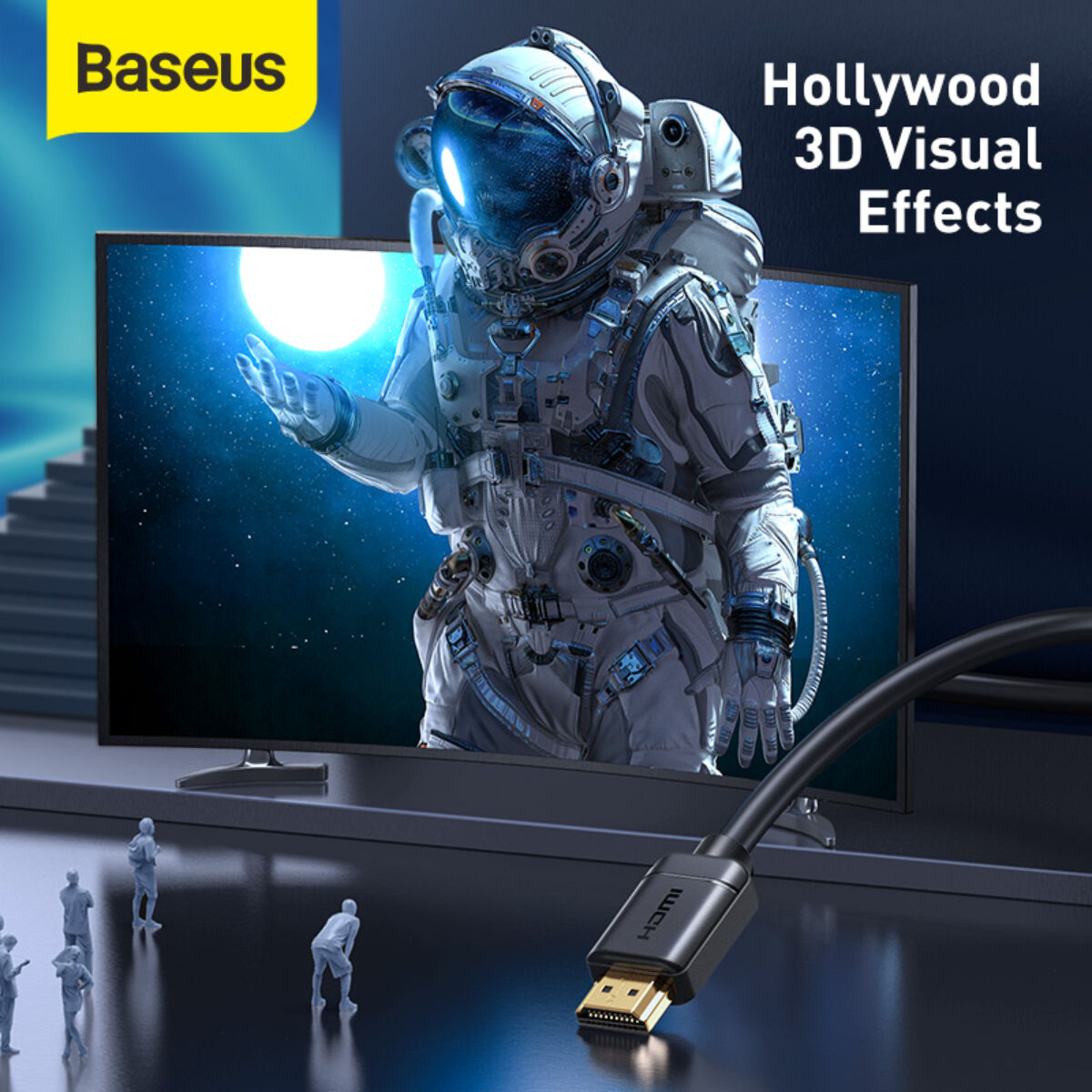 Kép 15/18 - Baseus Videó kábel, High definition sorozat HDMI - 4K HDMI 1m, fekete (CAKGQ-A01)
