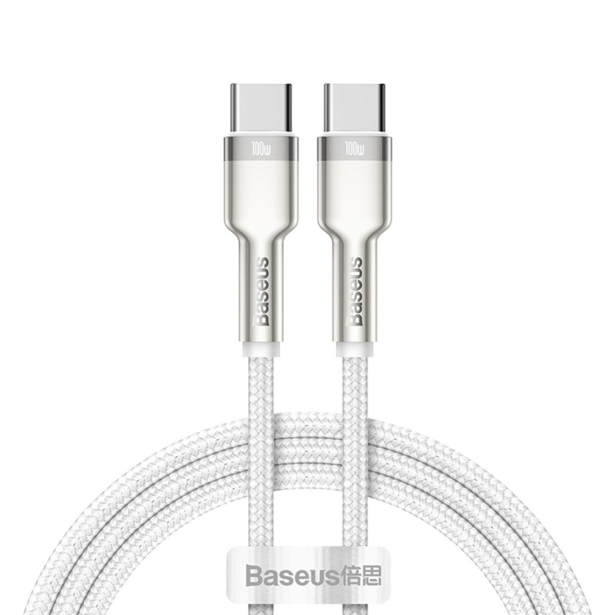 Kép 3/15 - Baseus Type-C - Type-C kábel, Cafule Series Metal gyorstöltő és adatkábel 100W (20V/5A) 1m, fehér (CATJK-C02)
