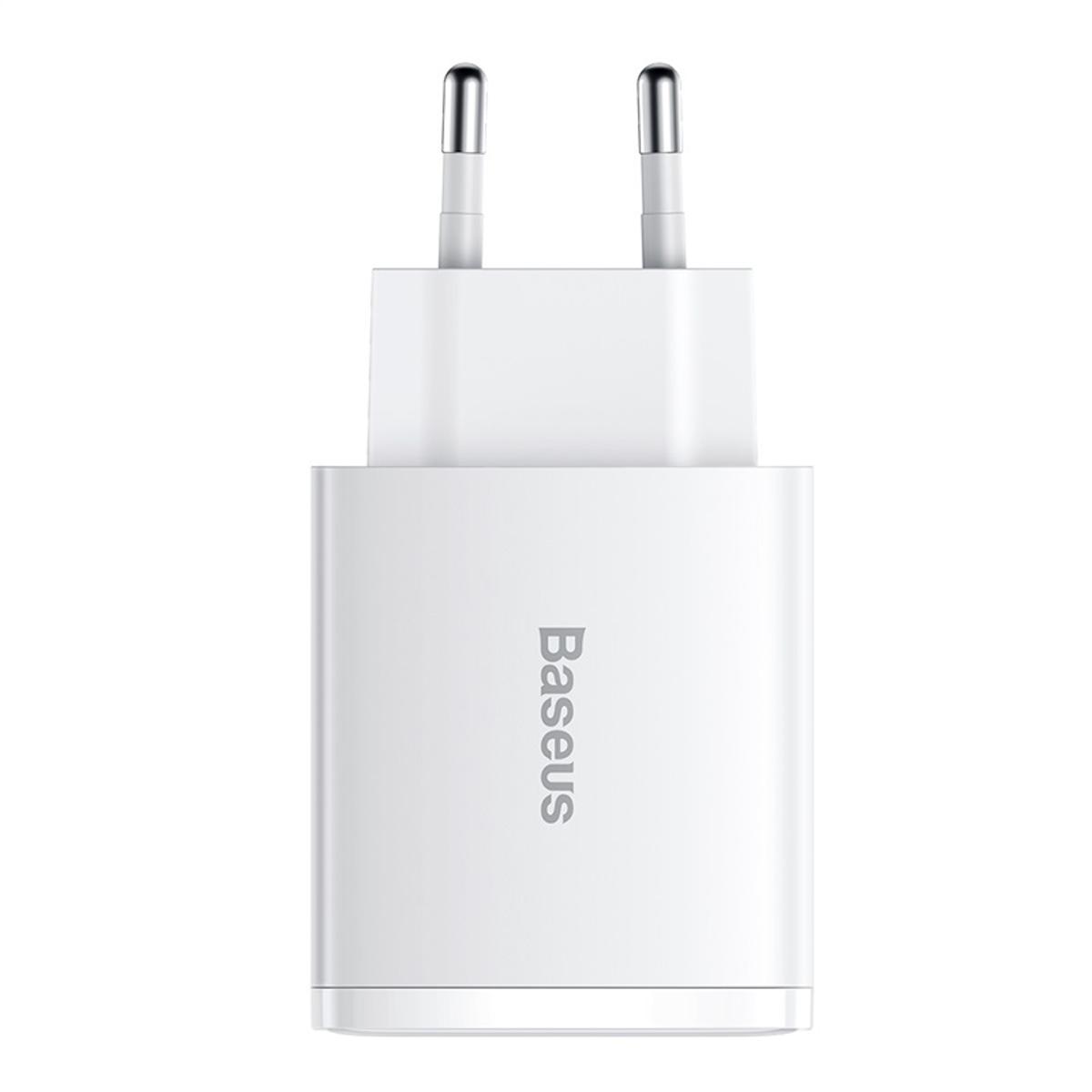 Kép 3/15 - Baseus hálózati töltő, Compact Gyors töltő U+U+C PD3.0, QC 3.0, 30W, EU, fehér (CCXJ-E02)