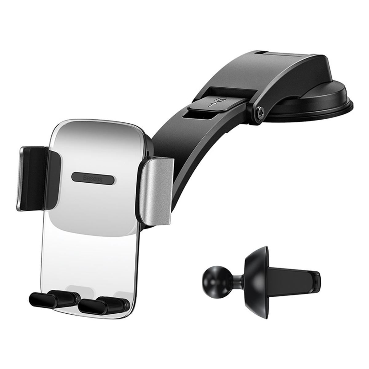 Kép 6/16 - Baseus autós telefon tartó, Easy Control Clamp Holder 2-in-1 gravitációs tartó (szellőzőrácsra és műszerfalra szerelhető), ezüst (SUYK000012)