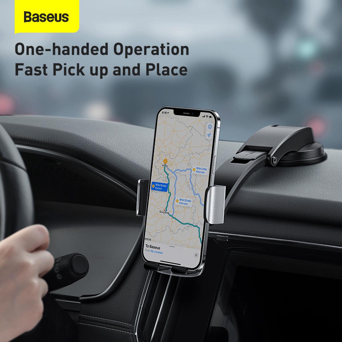 Kép 14/16 - Baseus autós telefon tartó, Easy Control Clamp Holder 2-in-1 gravitációs tartó (szellőzőrácsra és műszerfalra szerelhető), ezüst (SUYK000012)