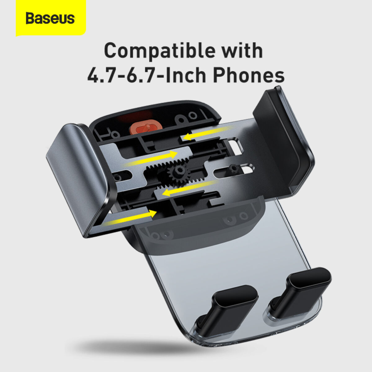 Kép 14/15 - Baseus autós telefon tartó, Easy Control Clamp Holder (kerek szellőzőrácsra szerelhető), 4.7 - 6.7 inchig, fekete (SUYK000201)