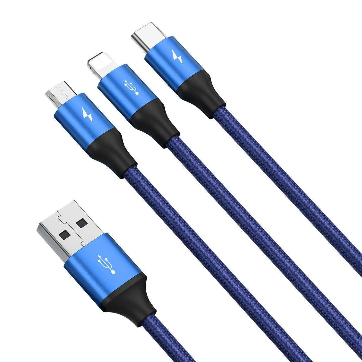 Kép 4/17 - Baseus Univerzális kábel, Rapid 3-in-1, USB - Type-C / Lightning / micro USB, 1.2m, kék (CAJS000003)