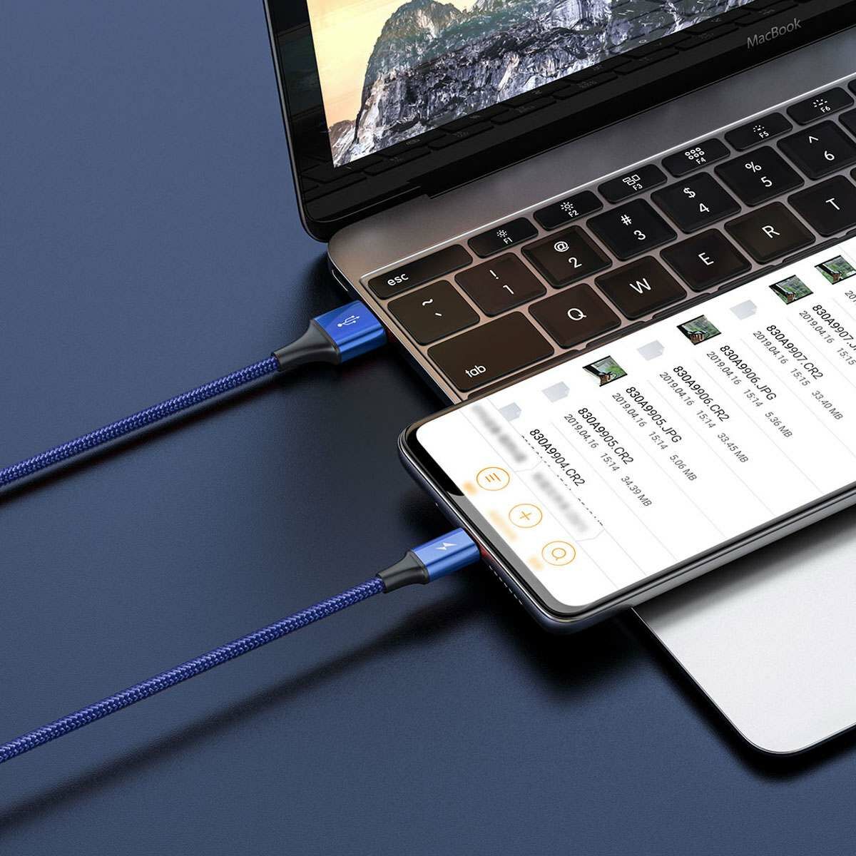 Kép 12/17 - Baseus Univerzális kábel, Rapid 3-in-1, USB - Type-C / Lightning / micro USB, 1.2m, kék (CAJS000003)