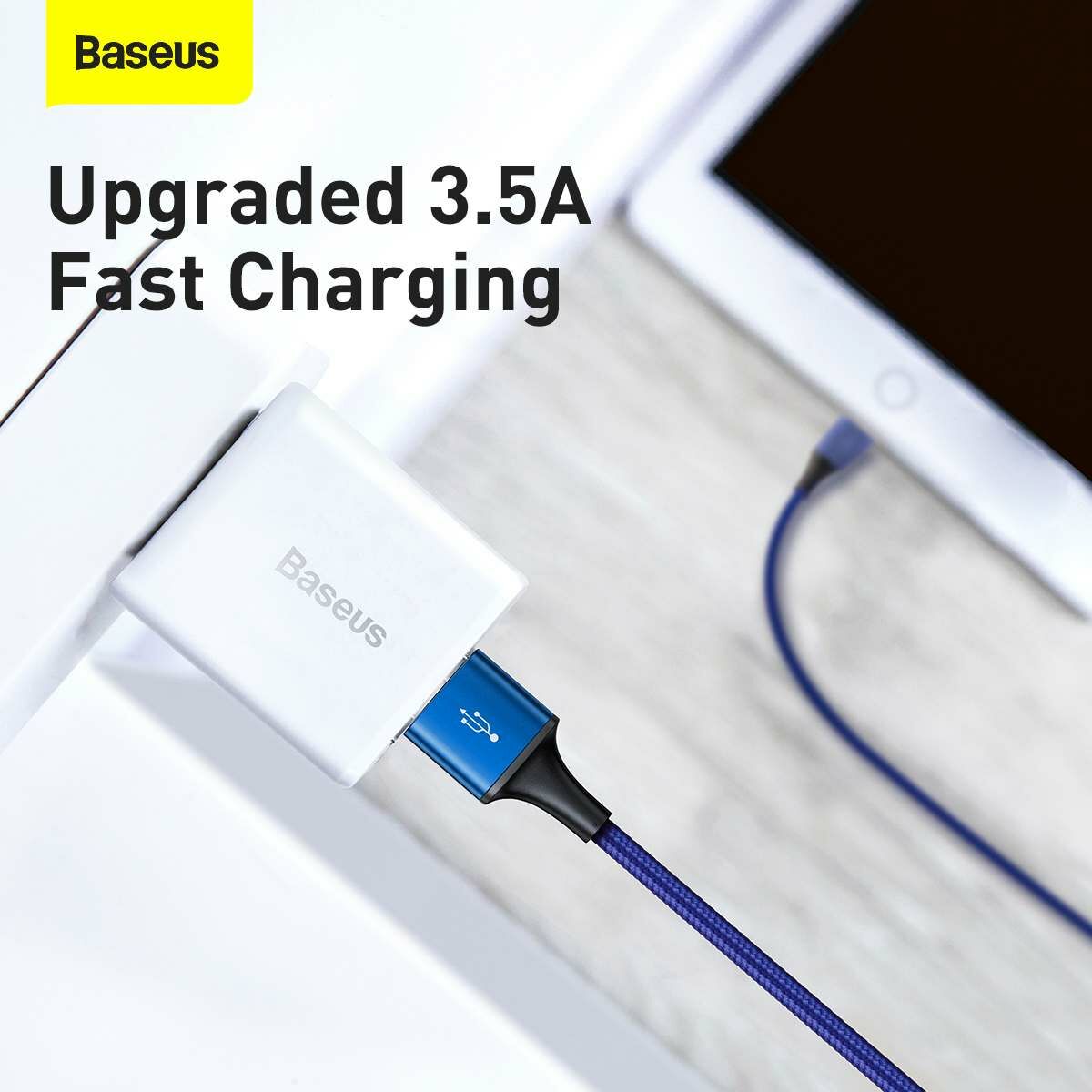 Kép 13/17 - Baseus Univerzális kábel, Rapid 3-in-1, USB - Type-C / Lightning / micro USB, 1.2m, kék (CAJS000003)