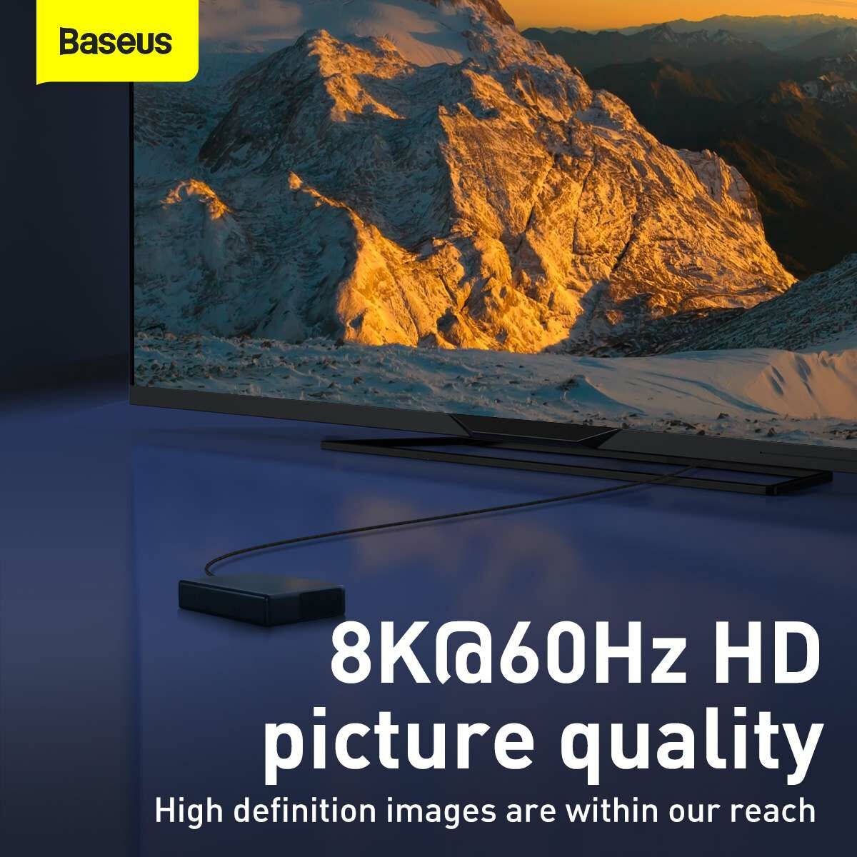 Kép 12/16 - Baseus Videó kábel, High definition sorozat HDMI - HDMI 2.1, 8K 60Hz, 4K 120Hz, 2K 144 Hz, 3D eARC QMS Dynamic HDR VRR ALLM, 3m, fekete (CAKGQ-L01)