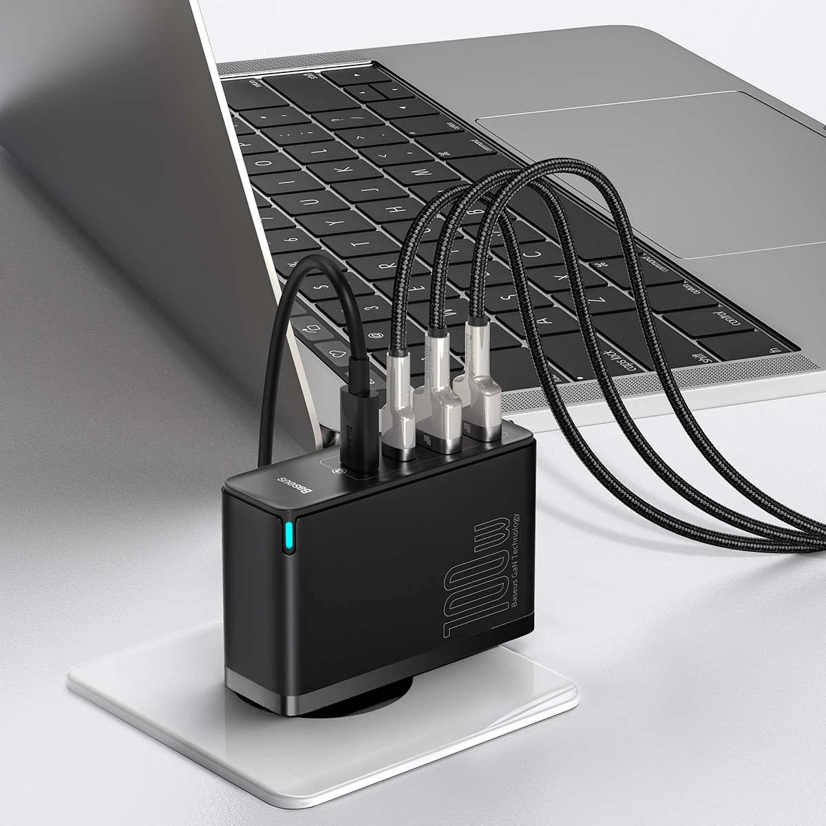 Kép 18/19 - Baseus hálózati töltő, GaN2 Pro gyorstöltő, C+C+U+U, PD 3.0, gyorstöltő 4.0, 100W, fekete (CCGAN2P