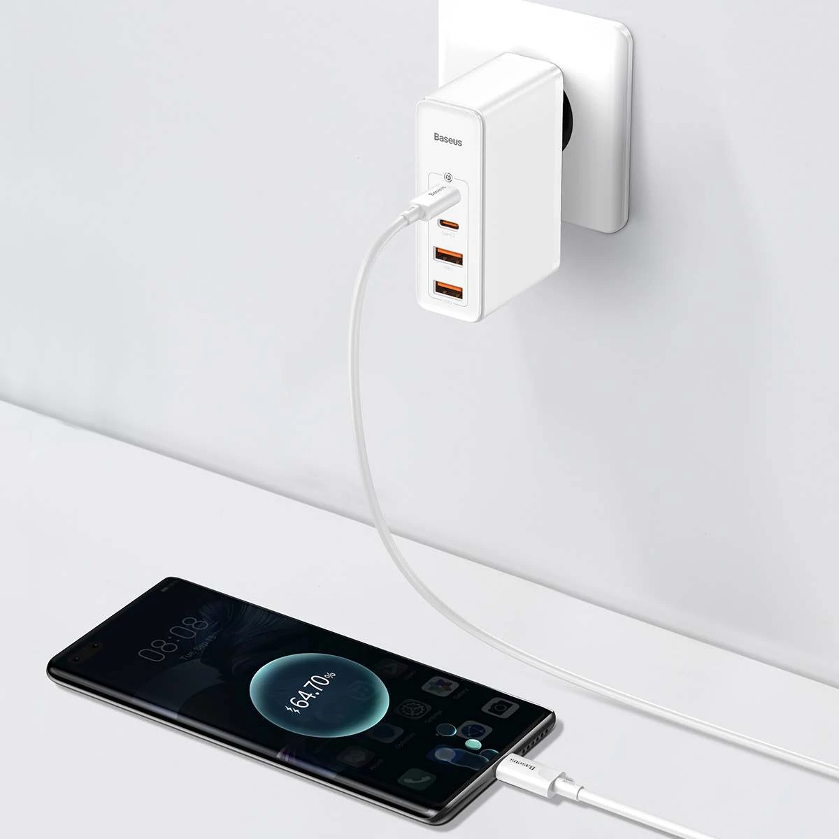 Kép 17/19 - Baseus hálózati töltő, GaN2 Pro gyorstöltő100W, fehér (CCGAN2P-L02)