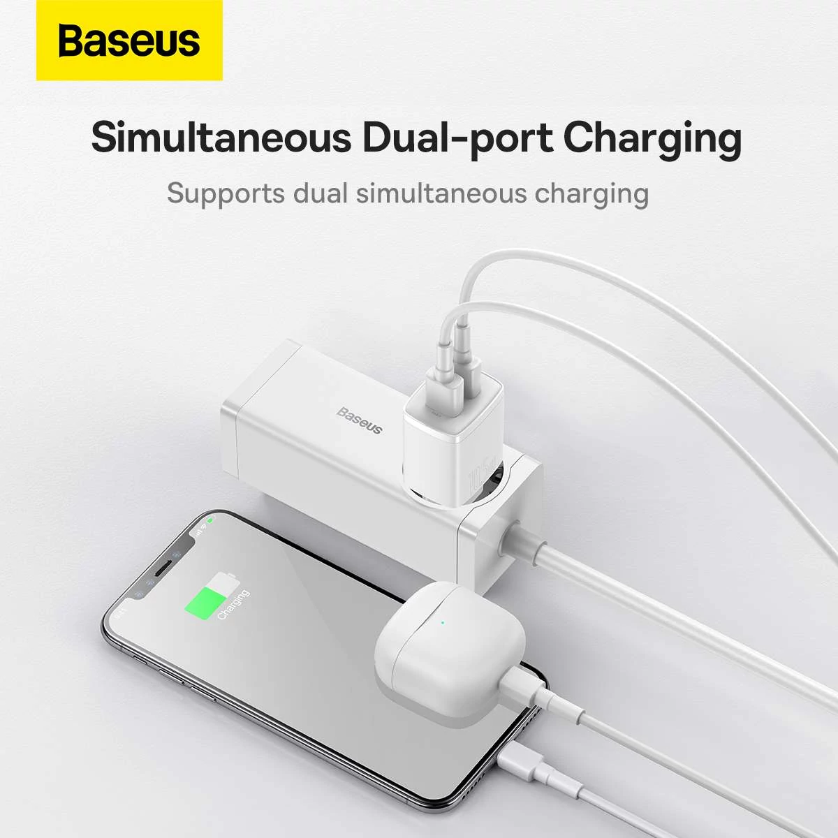 Kép 13/17 - Baseus hálózati töltő, Compact töltő U+U, 10.5W, EU, fehér (CCXJ010202)