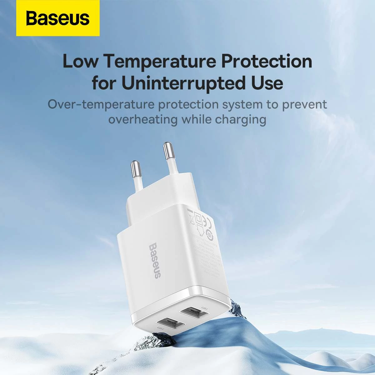 Kép 16/17 - Baseus hálózati töltő, Compact töltő U+U, 10.5W, EU, fehér (CCXJ010202)