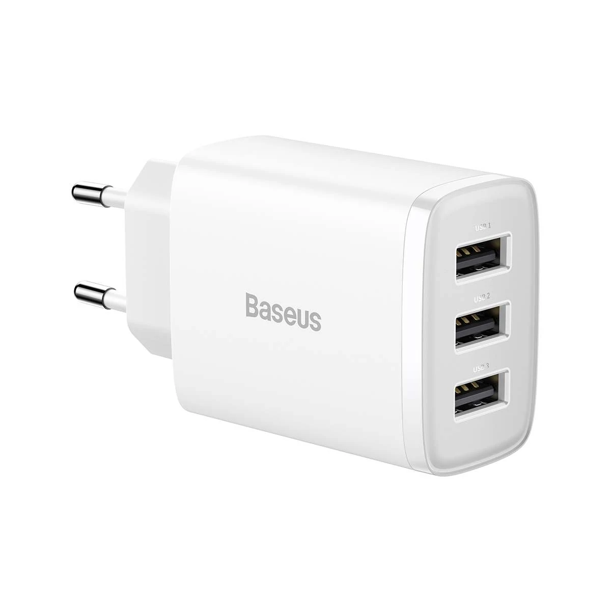 Kép 3/7 - Baseus hálózati töltő, Compact töltő U+U+U, 17W, EU, fehér (CCXJ020102)