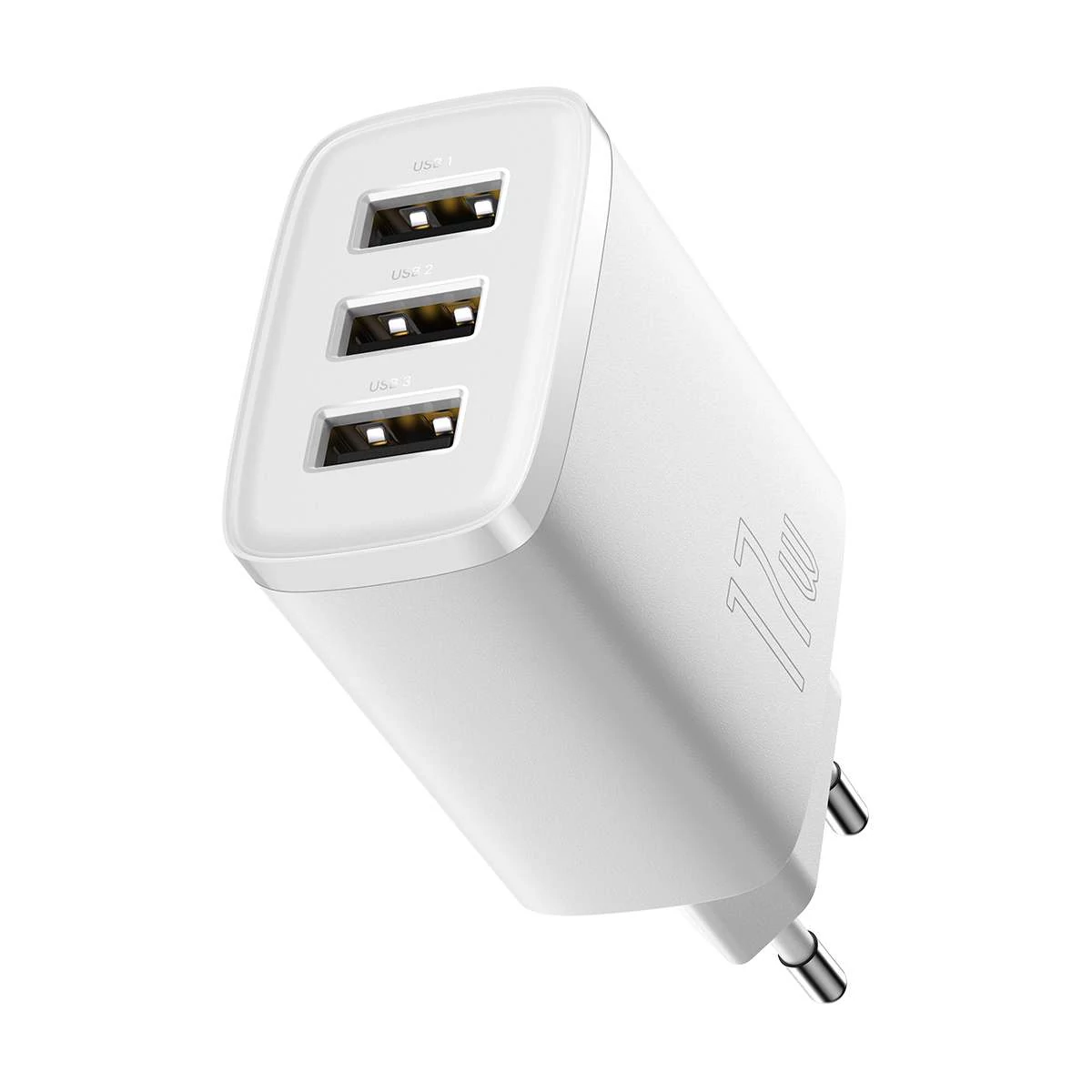 Kép 5/7 - Baseus hálózati töltő, Compact töltő U+U+U, 17W, EU, fehér (CCXJ020102)