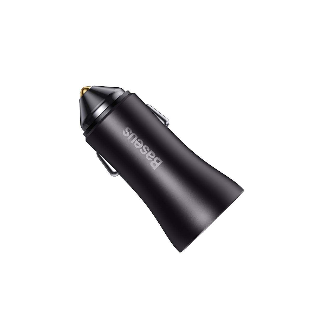 Kép 4/16 - Baseus autós töltő, Golden Contractor Max Dupla gyors töltő U+U, 60W, sötét szürke (CGJM000013)