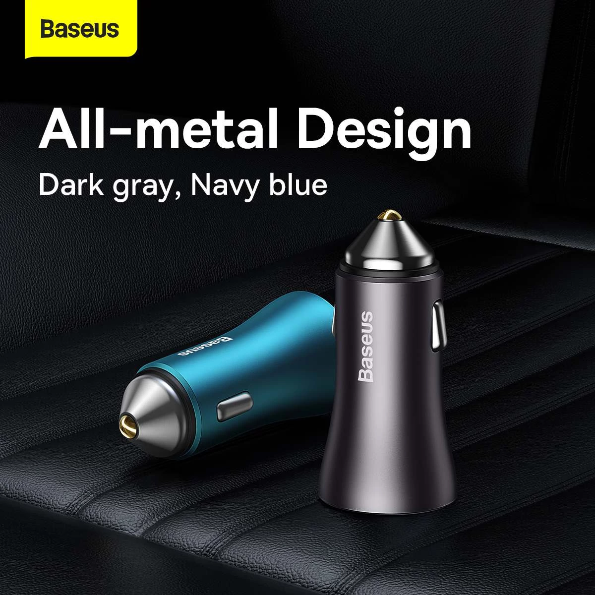 Kép 13/16 - Baseus autós töltő, Golden Contractor Max Dupla gyorstöltő U+U, 60W, sötét szürke (CGJM000013)