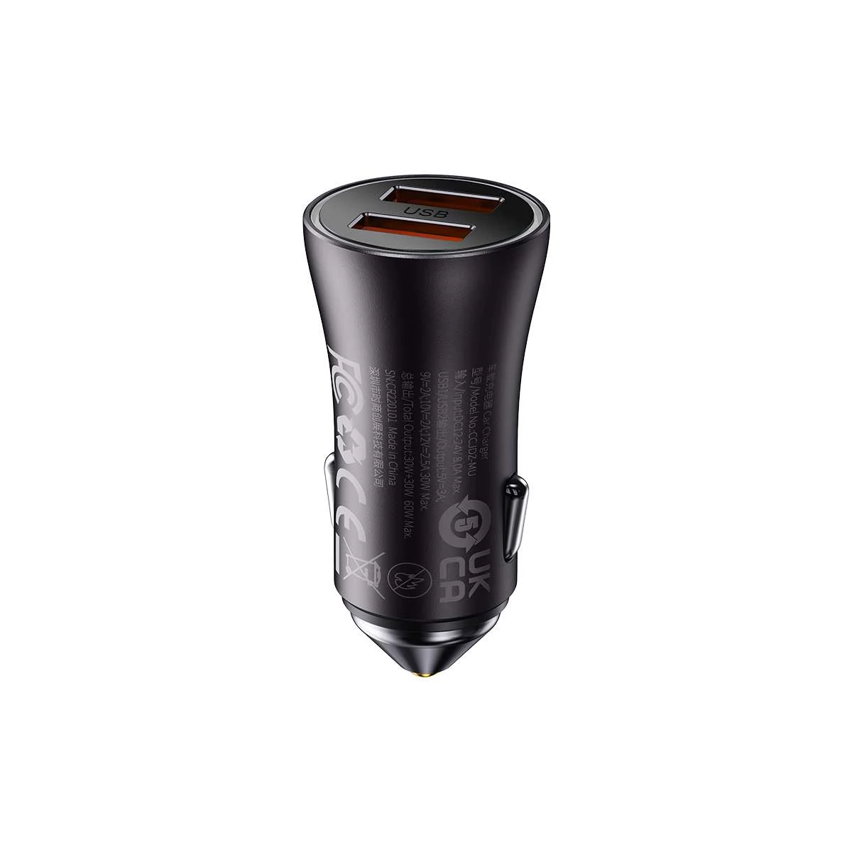 Kép 14/16 - Baseus autós töltő, Golden Contractor Max Dupla gyorstöltő U+U, 60W, sötét szürke (CGJM000013)