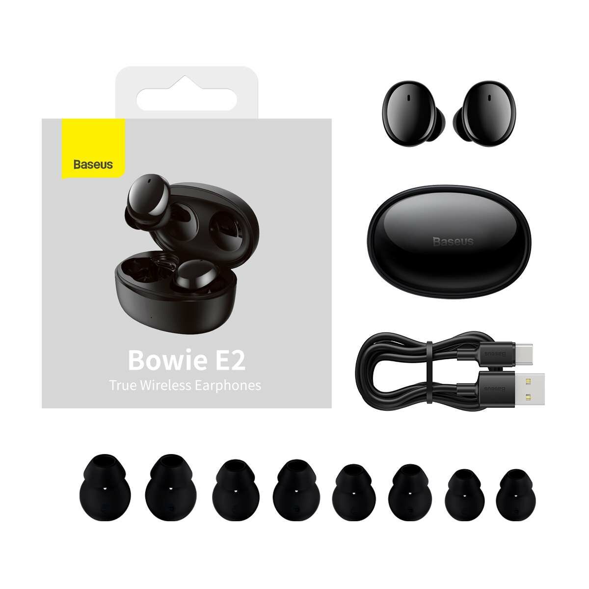 Kép 3/23 - Baseus fülhallgató, Bluetooth Bowie E2, BT 5.2, TWS AV Synchronization, alacsony késleltetés, IP55, fekete (NGTW090001)