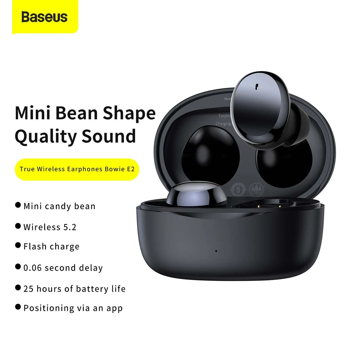 Kép 19/23 - Baseus fülhallgató, Bluetooth Bowie E2, BT 5.2, TWS AV Synchronization, alacsony késleltetés, IP55,