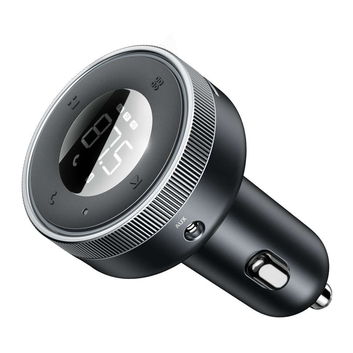 Kép 7/19 - Baseus autós töltő, Bluetooth Fm Transmitter Enjoy Car, LED kijelzővel, vezeték nélküli, U+U+3,5mm audio+TF MP3 Charger, BT 5.0, 3.4A, fekete (CCLH-01)