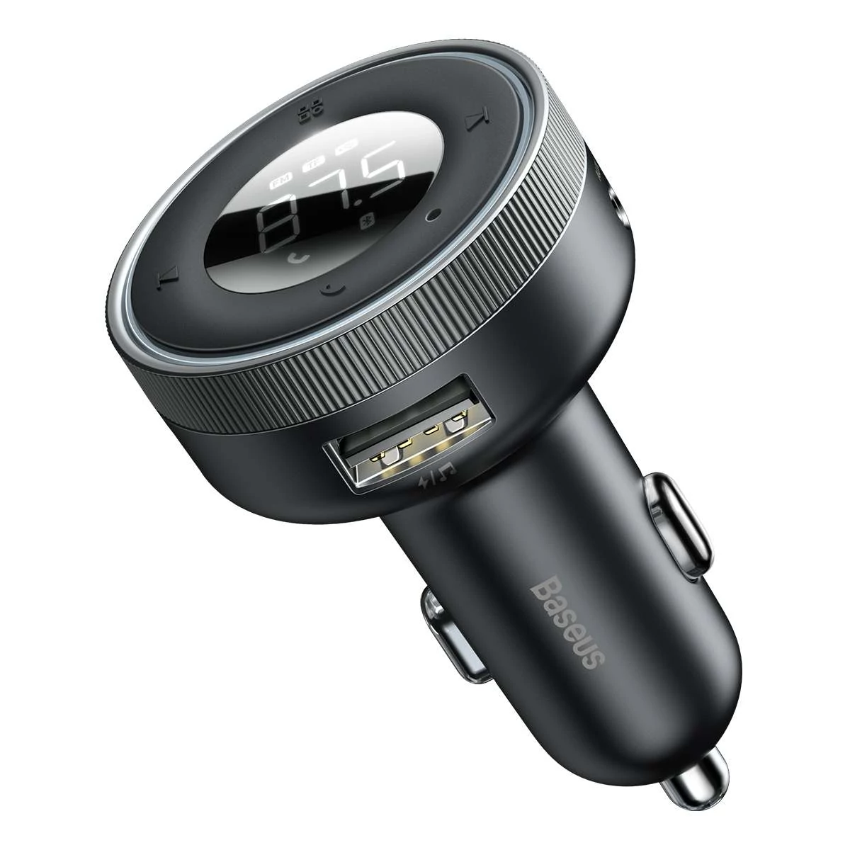 Kép 10/19 - Baseus autós töltő, Bluetooth Fm Transmitter Enjoy Car, LED kijelzővel, vezeték nélküli, U+U+3,5mm a