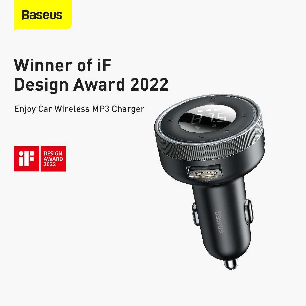 Kép 12/19 - Baseus autós töltő, Bluetooth Fm Transmitter Enjoy Car, LED kijelzővel, vezeték nélküli, U+U+3,5mm a