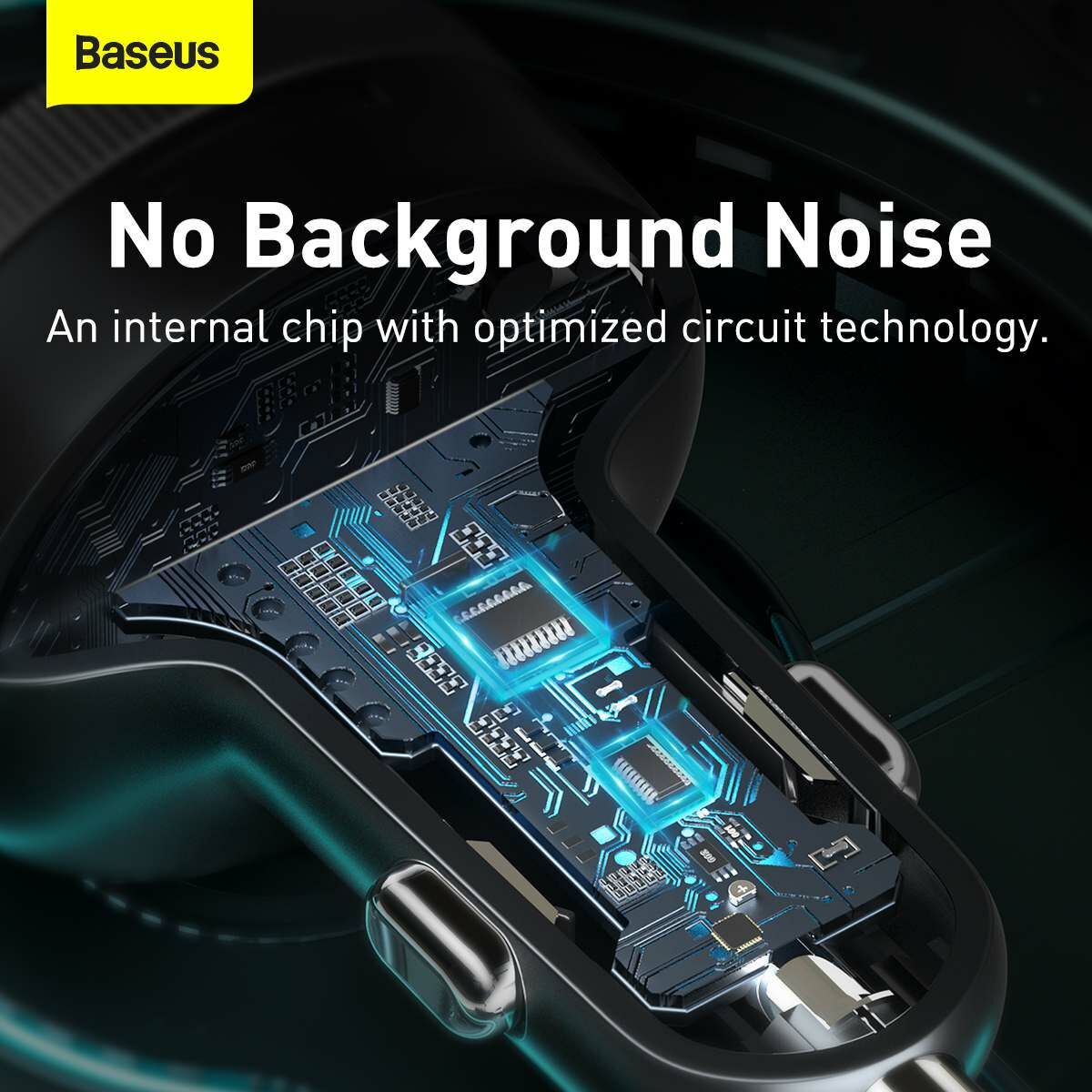 Kép 17/19 - Baseus autós töltő, Bluetooth Fm Transmitter Enjoy Car, LED kijelzővel, vezeték nélküli, U+U+3,5mm audio+TF MP3 Charger, BT 5.0, 3.4A, fekete (CCLH-01)