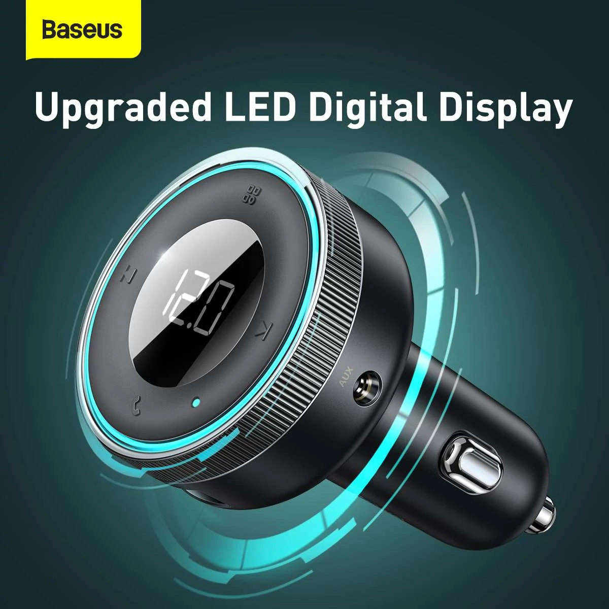Kép 18/19 - Baseus autós töltő, Bluetooth Fm Transmitter Enjoy Car, LED kijelzővel, vezeték nélküli, U+U+3,5mm a