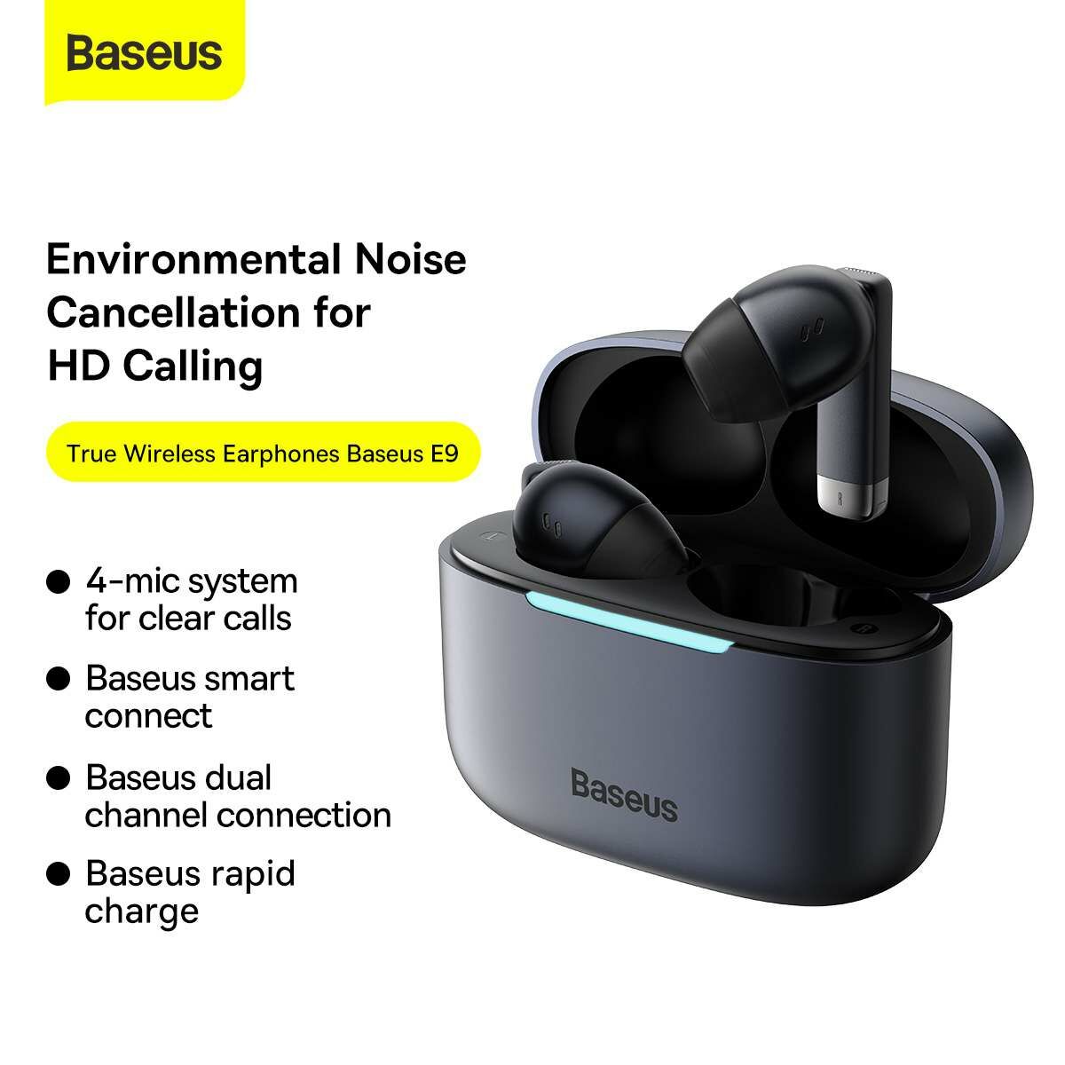 Kép 9/19 - Baseus fülhallgató, Bluetooth Bowie E9, BT 5.3, TWS, in-earphones, fekete (NGTW120001)