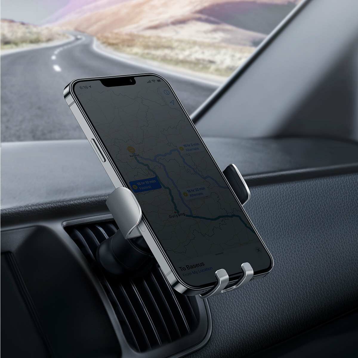 Kép 11/17 - Baseus autós telefon tartó, Metal Age II Gravity, függőleges és vízszintes szellőzőrácsra, ezüst (SUJS000012)