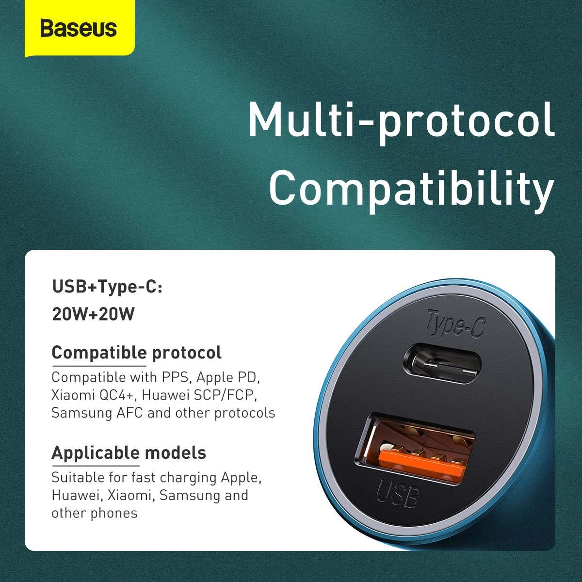 Kép 10/19 - Baseus autós töltő, Golden Contactor Pro Dupla gyorstöltő U+C, PD 3.0, gyorstöltés 4+, SCP FCP AFC