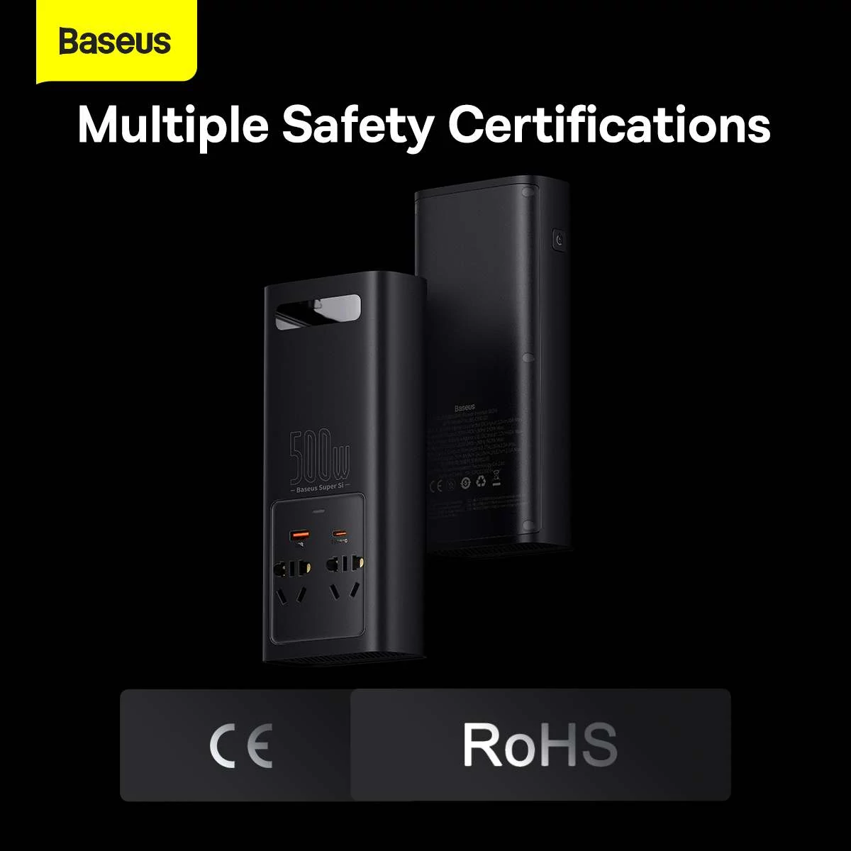 Kép 10/18 - Baseus autós kiegészítő, Power Inverter, áram átalakító, 150W 12V / 500W 220V (Type-C + USB + Dupla