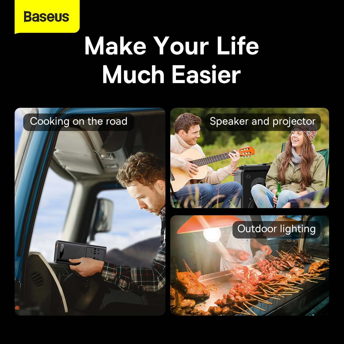 Kép 11/18 - Baseus autós kiegészítő, Power Inverter, áram átalakító, 150W 12V / 500W 220V (Type-C + USB + Dupla