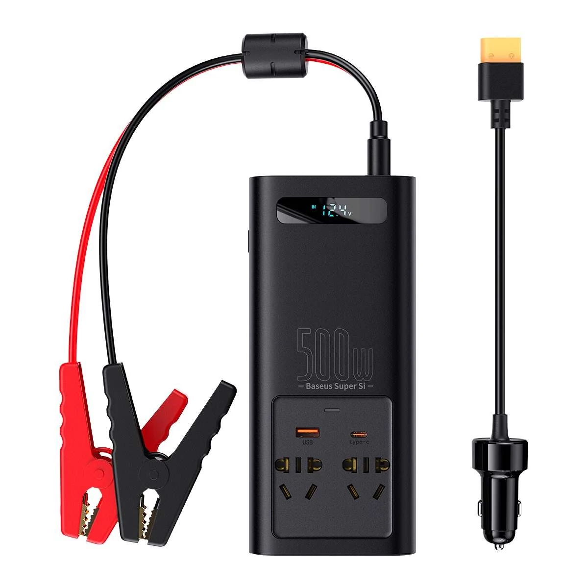 Kép 18/18 - Baseus autós kiegészítő, Power Inverter, áram átalakító, 150W 12V / 500W 220V (Type-C + USB + Dupla