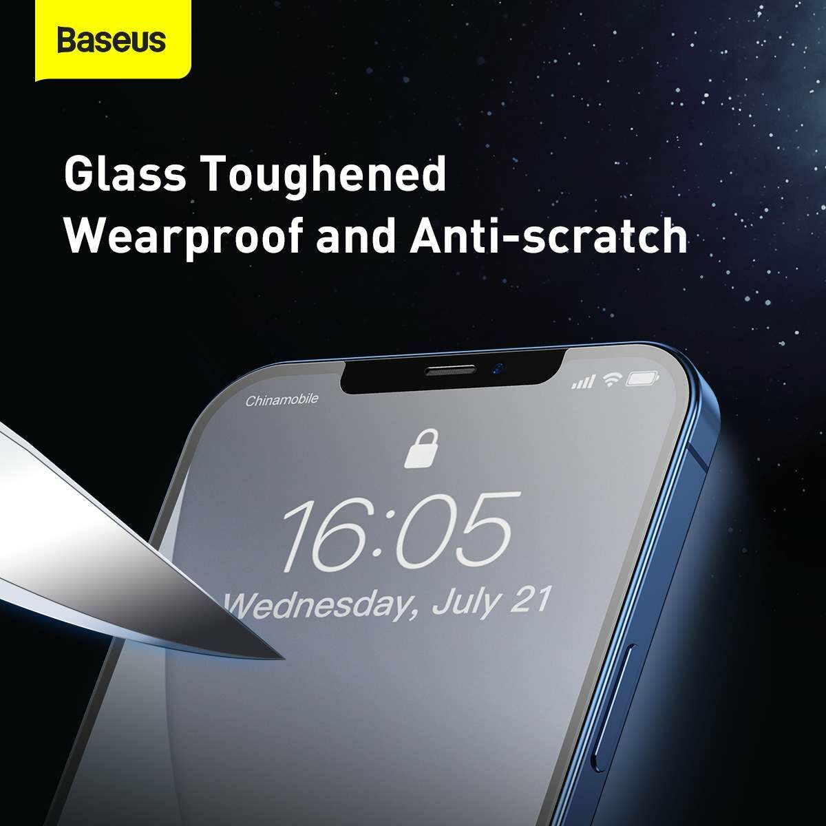 Kép 8/14 - Baseus iPhone 12 Pro Max 0.25 mm, Frosted Glass, teljes felületre, (2db/csomag), átlátszó (SGAPIPH67N-LM02)