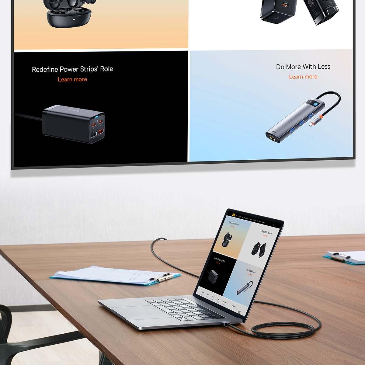 Kép 10/17 - Baseus Videó kábel, High definition sorozat HDMI 2.0 - 4K 60Hz, 1.5m, fekete (WKGQ020101)