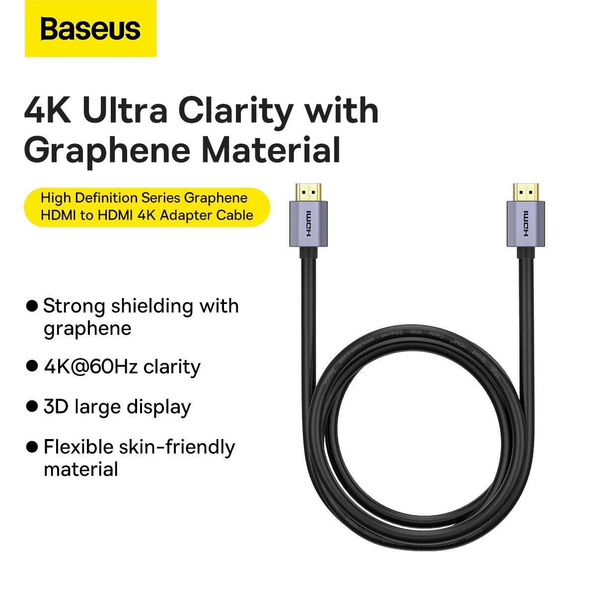 Kép 4/17 - Baseus Videó kábel, High definition sorozat HDMI 2.0 - 4K 60Hz, 2m, fekete (WKGQ020201)