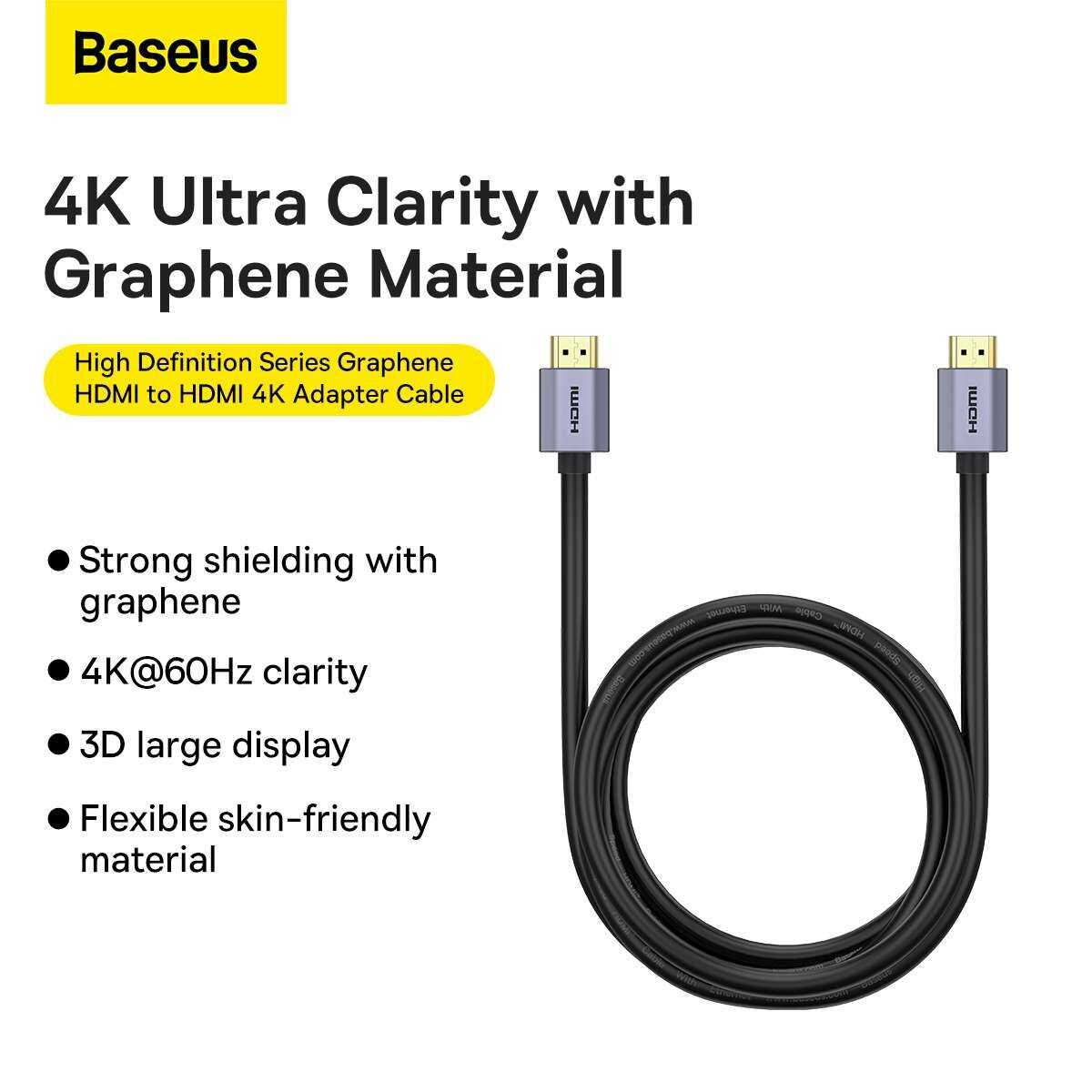 Kép 4/17 - Baseus Videó kábel, High definition sorozat HDMI 2.0 - 4K 60Hz, 3m, fekete (WKGQ020301)