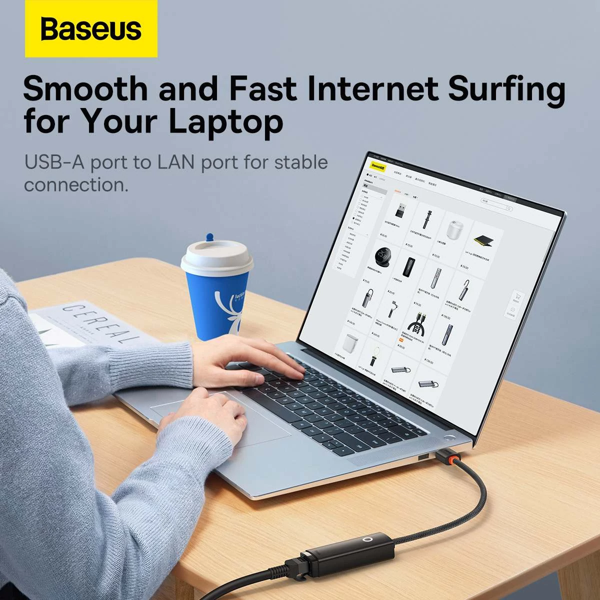 Kép 15/17 - Baseus HUB Lite Series Ethernet (USB-A bemenetről - RJ45 LAN port) adapter, 100Mbps, fekete (WKQX000