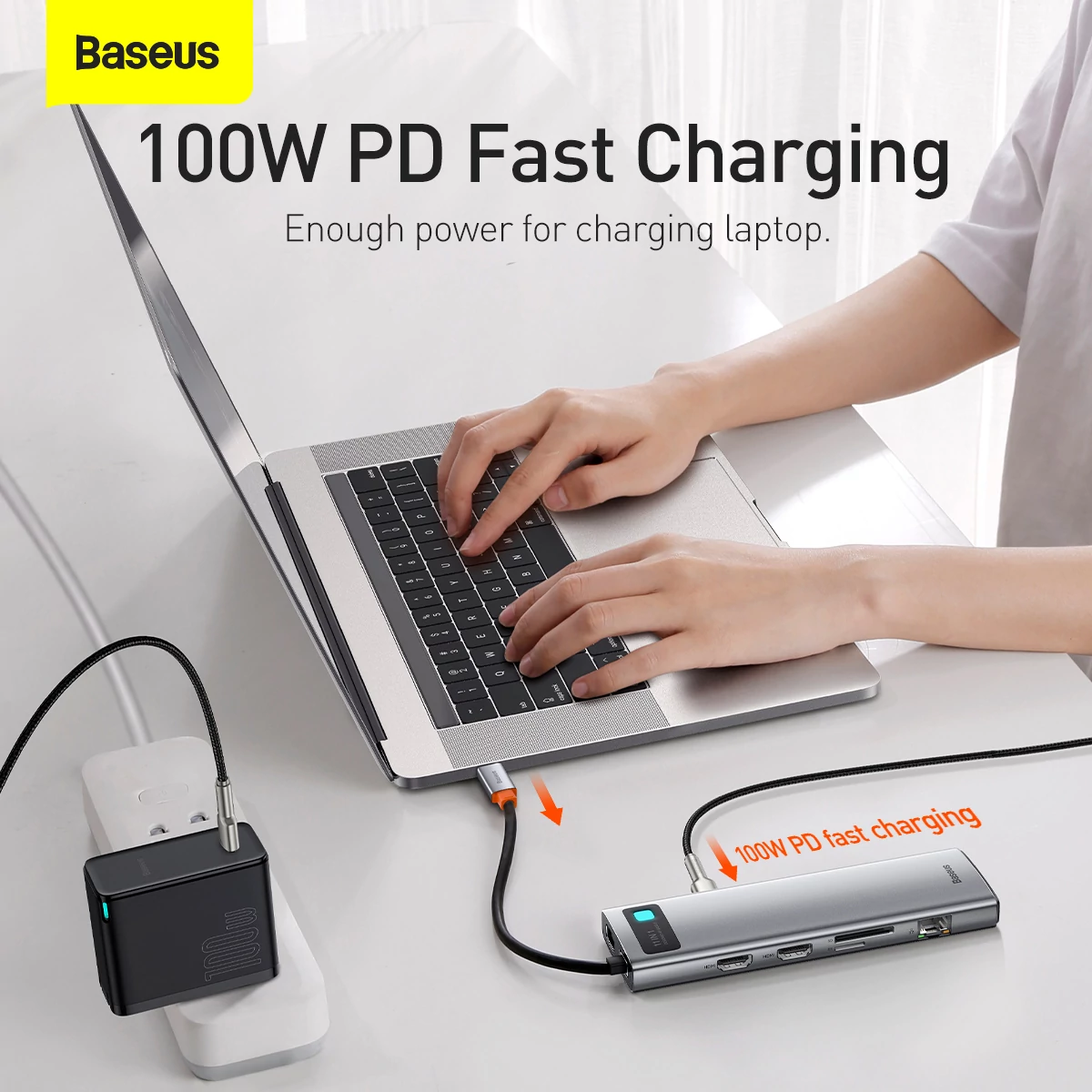 Kép 12/16 - Baseus HUB Metal Gleam Series 11-in-1 Multifunkciós (Type-C to 3xUSB3.2/PD 100W/3,5 mm Jack/VGA Full