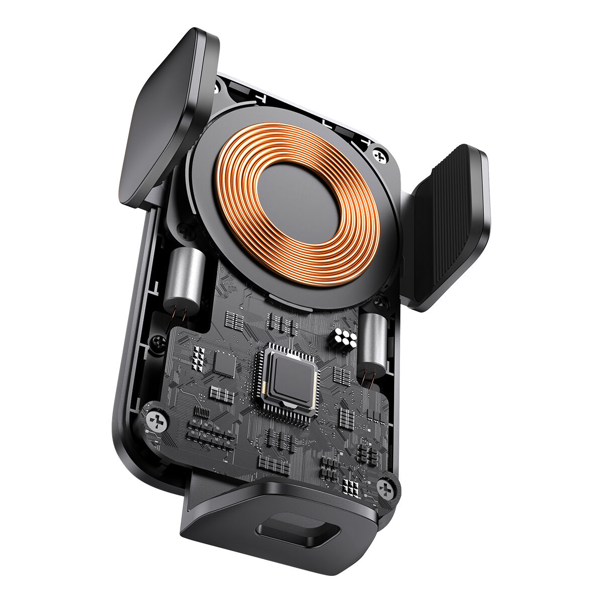 Kép 9/16 - Baseus autós telefon tartó, vezeték nélküli töltő szellőzőrácsra, automatikus nyitás-zárás, 15W, fekete (CGZX000001)