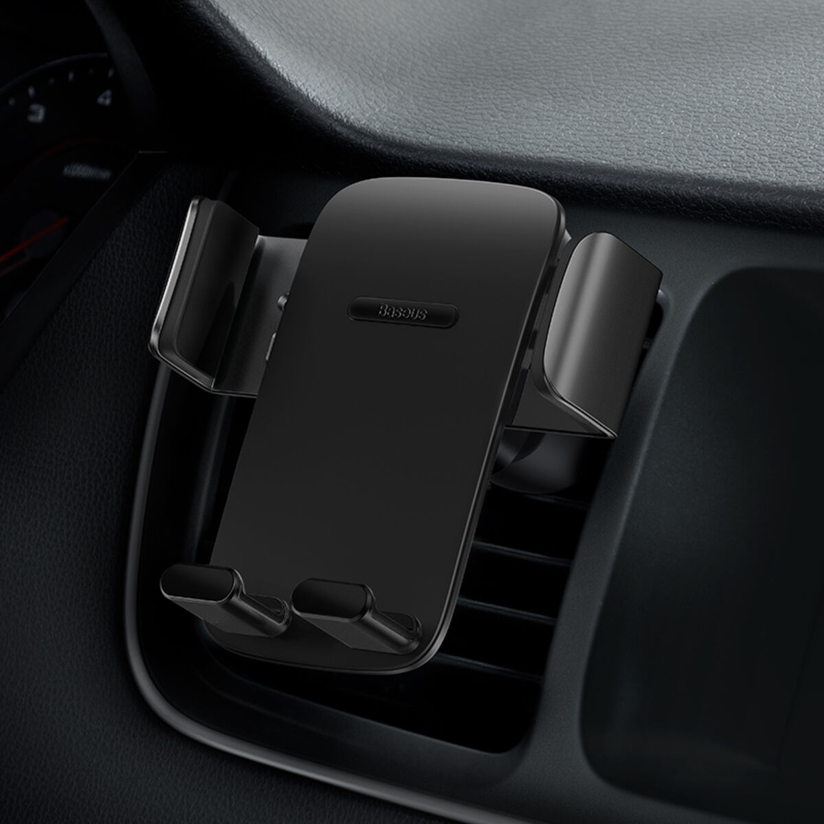 Kép 9/16 - Baseus autós telefon tartó, Easy Control PRO Clamp Holder (szellőzőrácsra és műszerfalra szerelhető), 4.7 - 6.7 inchig, fekete (SUYK010001)