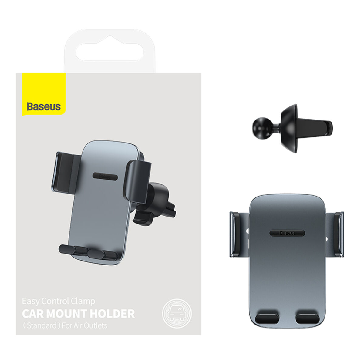 Kép 3/15 - Baseus autós telefon tartó, Easy Control PRO Clamp Holder (szellőzőrácsra szerelhető), 4.7 - 6.7 inchig, fekete (SUYK010114)