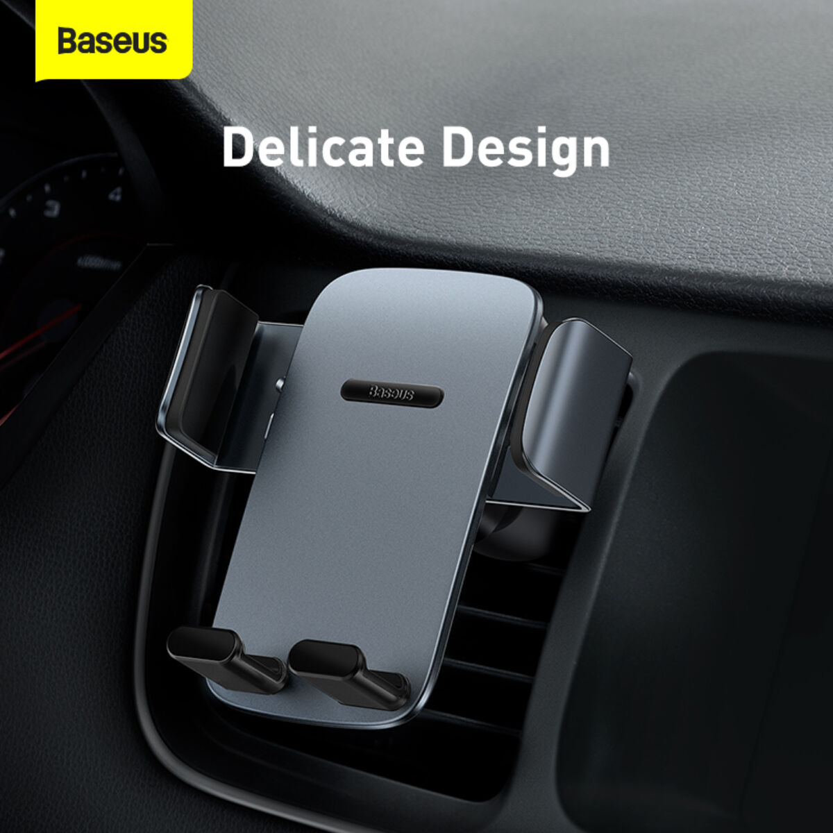 Kép 15/15 - Baseus autós telefon tartó, Easy Control PRO Clamp Holder (szellőzőrácsra szerelhető), 4.7 - 6.7 inchig, fekete (SUYK010114)