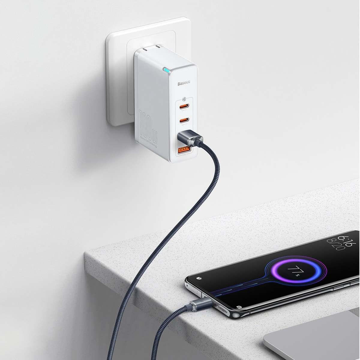 Kép 18/18 - Baseus Type-C kábel, Crystal Shine series nagyteljesítményű adatkábel, gyorstöltés 100W, 2m, fekete (CAJY000501)