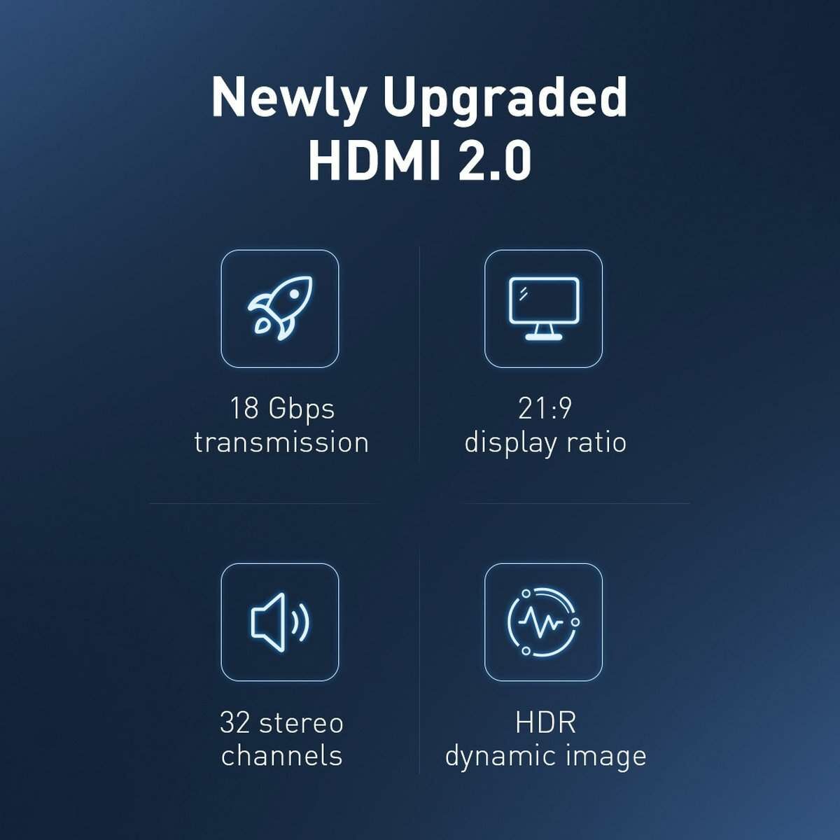 Kép 10/18 - Baseus Videó kábel, High Definition sorozat HDMI 2.0 4K 0.75m, fekete (WKGQ030101)