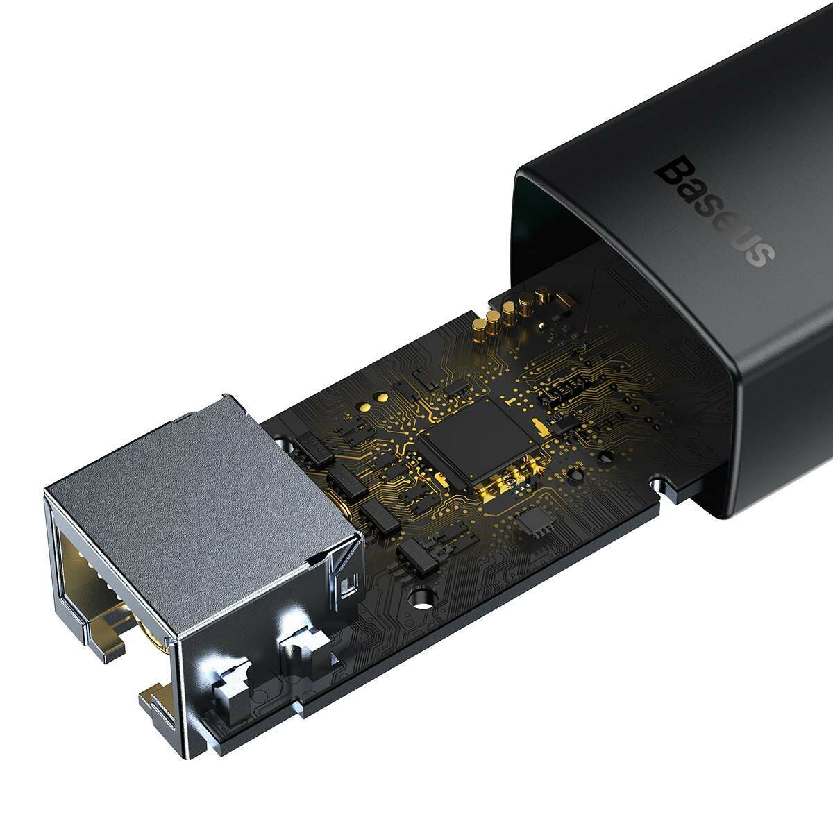 Kép 17/18 - Baseus hálózati adapter, Lite Series, USB Type-C - RJ-45, 1Gbps-ig, fekete (WKQX000301)